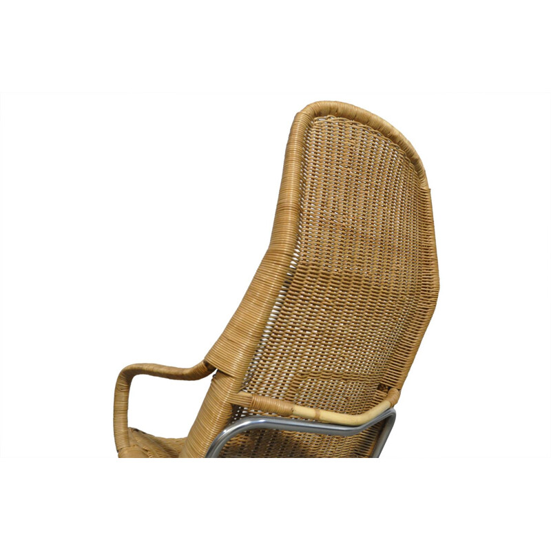 Poltrona vintage in rattan di Dirk van Sliedregt per Gebroeders Jonker, Paesi Bassi 1960