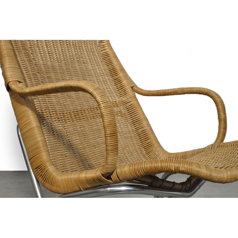 Vintage rattan armchair by Dirk van Sliedregt for Gebroeders Jonker, Netherlands 1960s