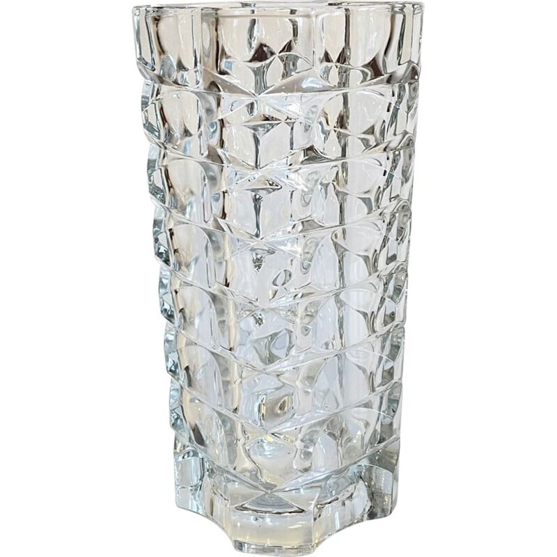 Vase vintage en semi-cristal moulé, 1950