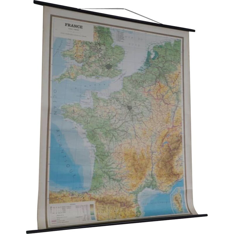 Carte géographique de la France vintage par Istituto Geografico De Agostini Novara, 1979