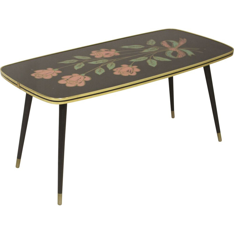 Vintage coffee table with flower design, 1960