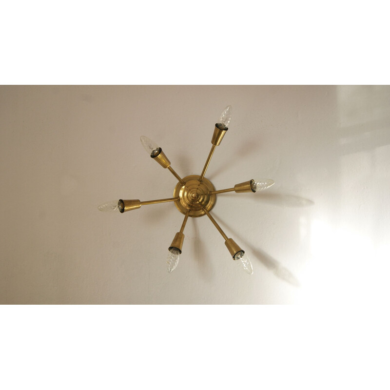 Italian vintage brass Sputnik wall lamp, 1950s