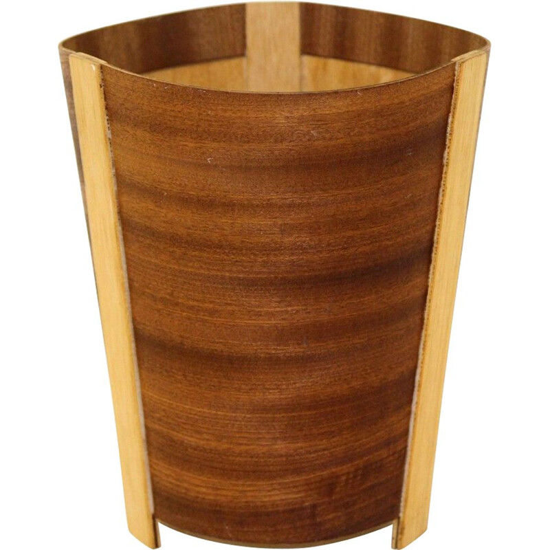 Vintage mahogany wastepaper basket, Sweden 1950