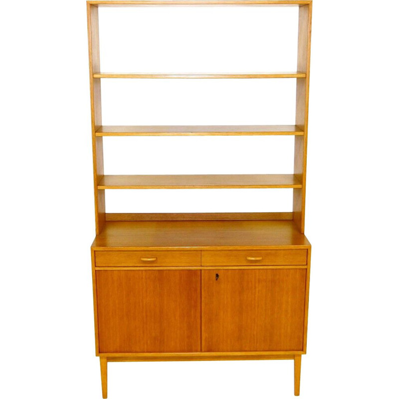 Vintage oakwood bookcase, Sweden 1960