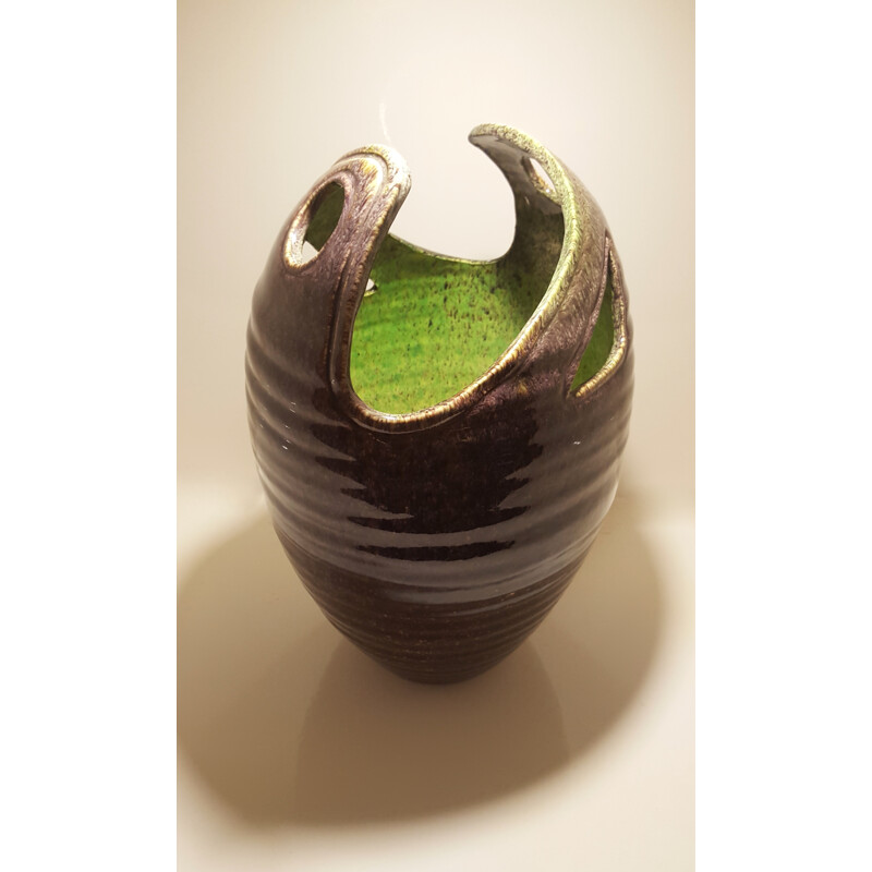 Grand vase en céramique "Accolay" forme libre - 1960 