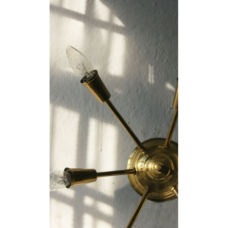 Italian vintage brass Sputnik wall lamp, 1950s