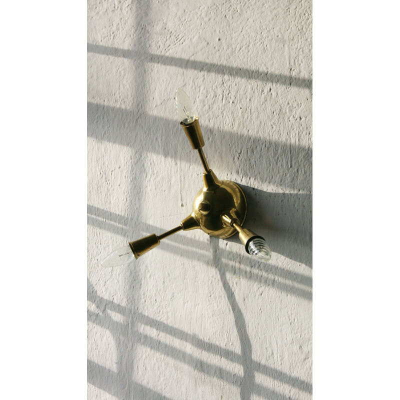 Italian vintage brass Sputnik wall lamp, 1950s