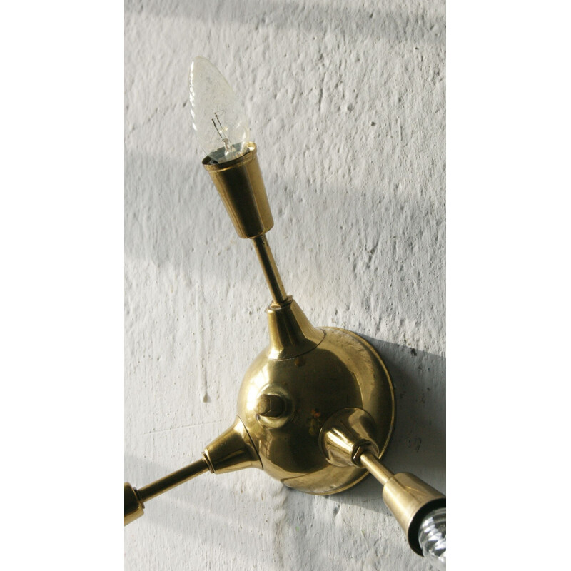 Italian vintage brass Sputnik wall lamp, 1950s