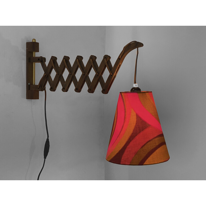 Vintage wooden scissor wall lamp by Metsovaara, Sweden 1960