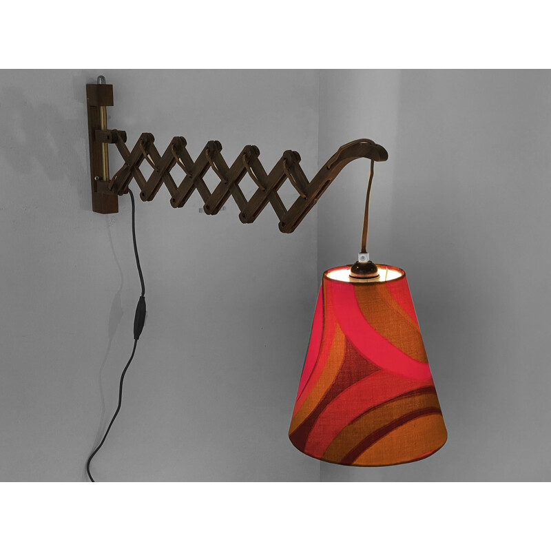 Vintage wooden scissor wall lamp by Metsovaara, Sweden 1960