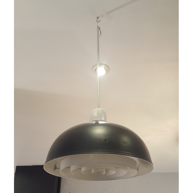 Suspension scandinave en metal, aluminium et opaline - 1960