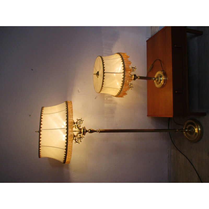 Paire de lampadaires vintage en laiton, 1970