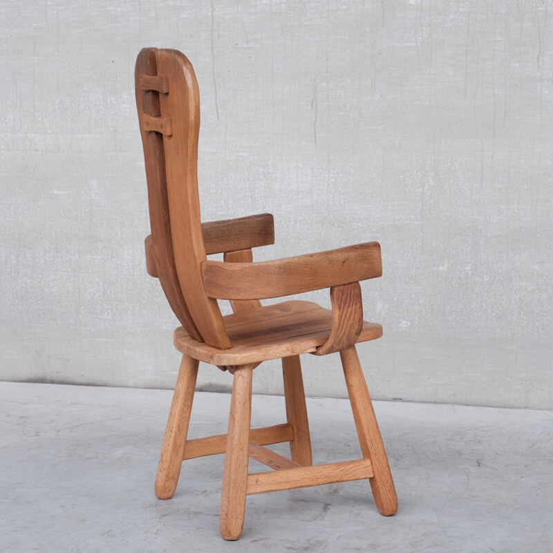 Oakwood Brutalist mid-century chair by De Puydt, Belgium 1970s