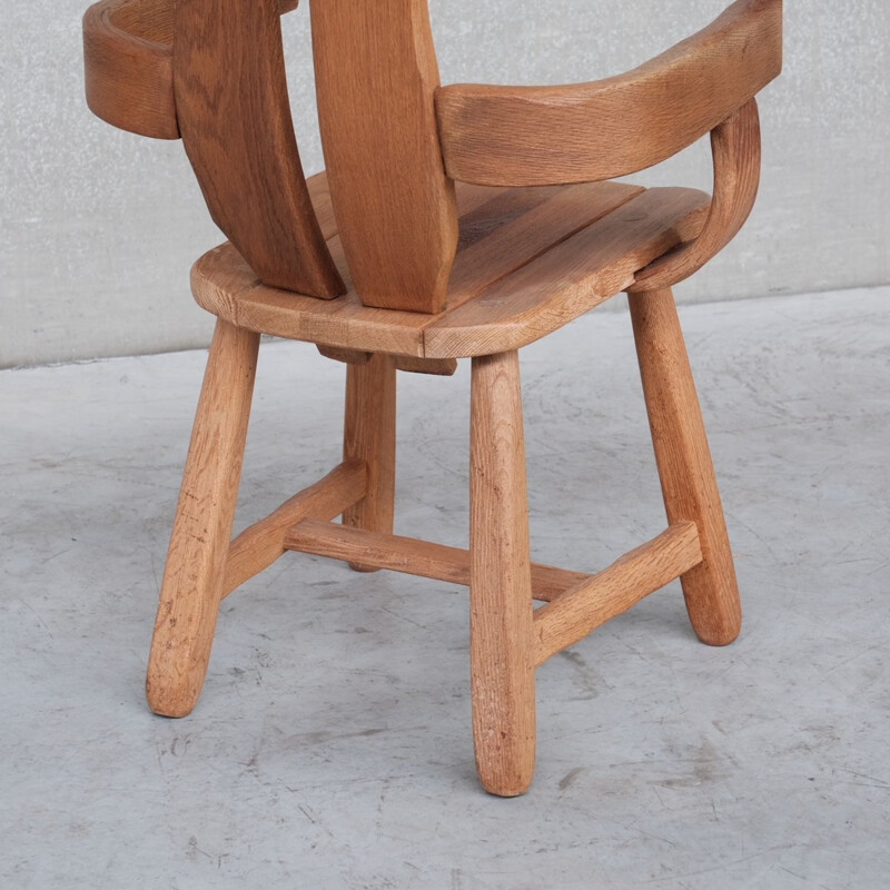 Oakwood Brutalist mid-century chair by De Puydt, Belgium 1970s