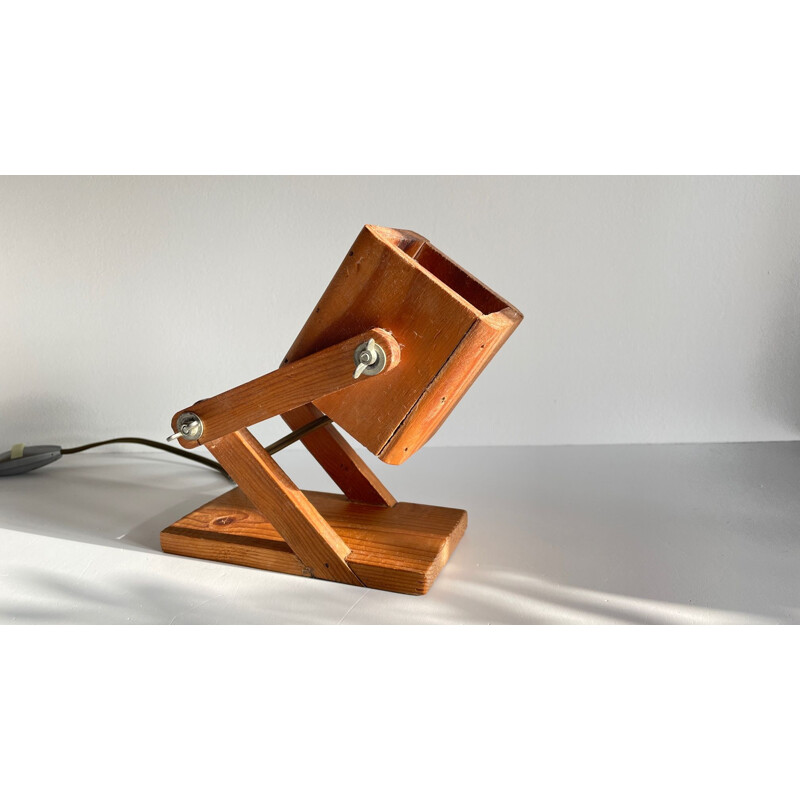 Vintage wooden lamp, articulated and extensible, 1980