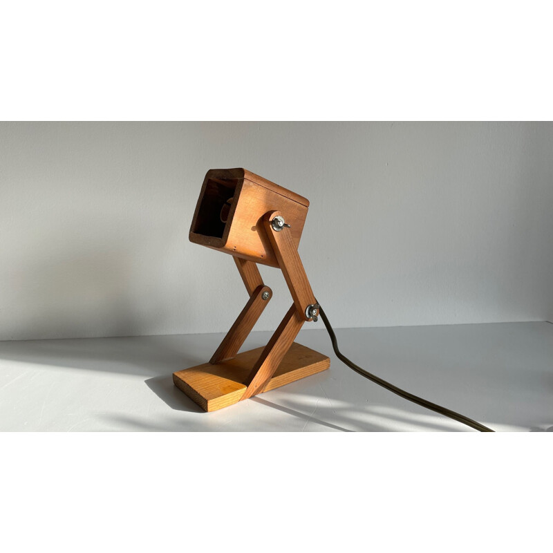 Vintage-Lampe aus Holz, gelenkig und ausziehbar, 1980