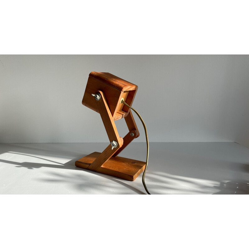 Vintage wooden lamp, articulated and extensible, 1980