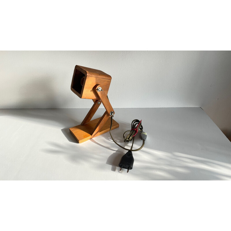 Vintage wooden lamp, articulated and extensible, 1980