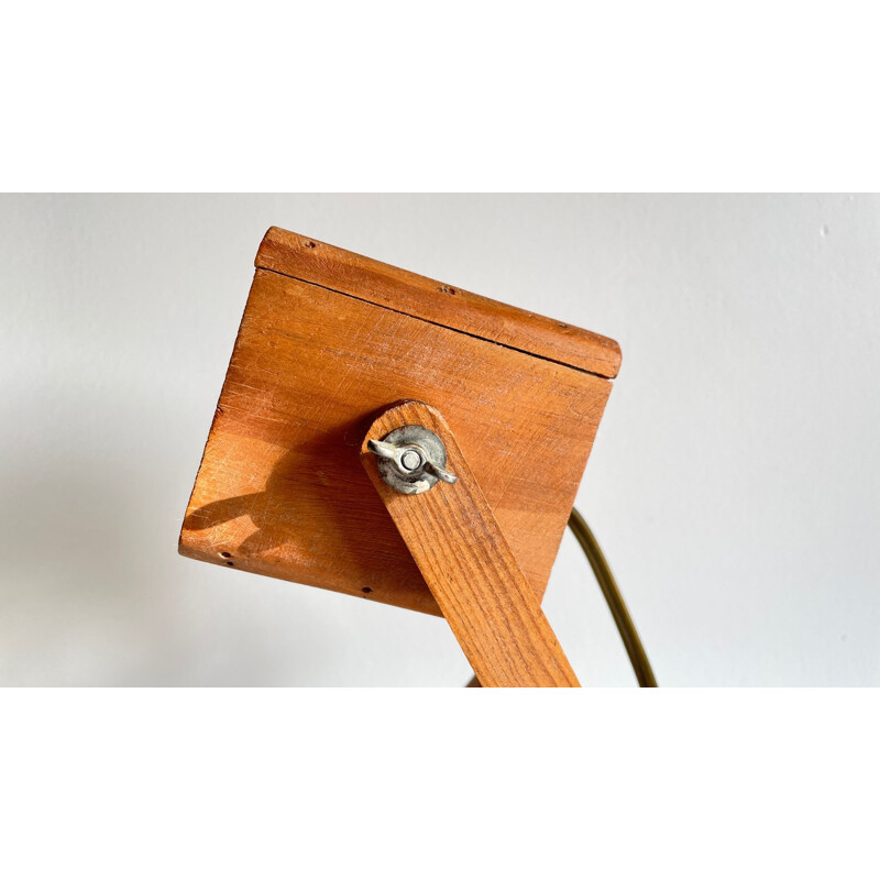 Vintage wooden lamp, articulated and extensible, 1980