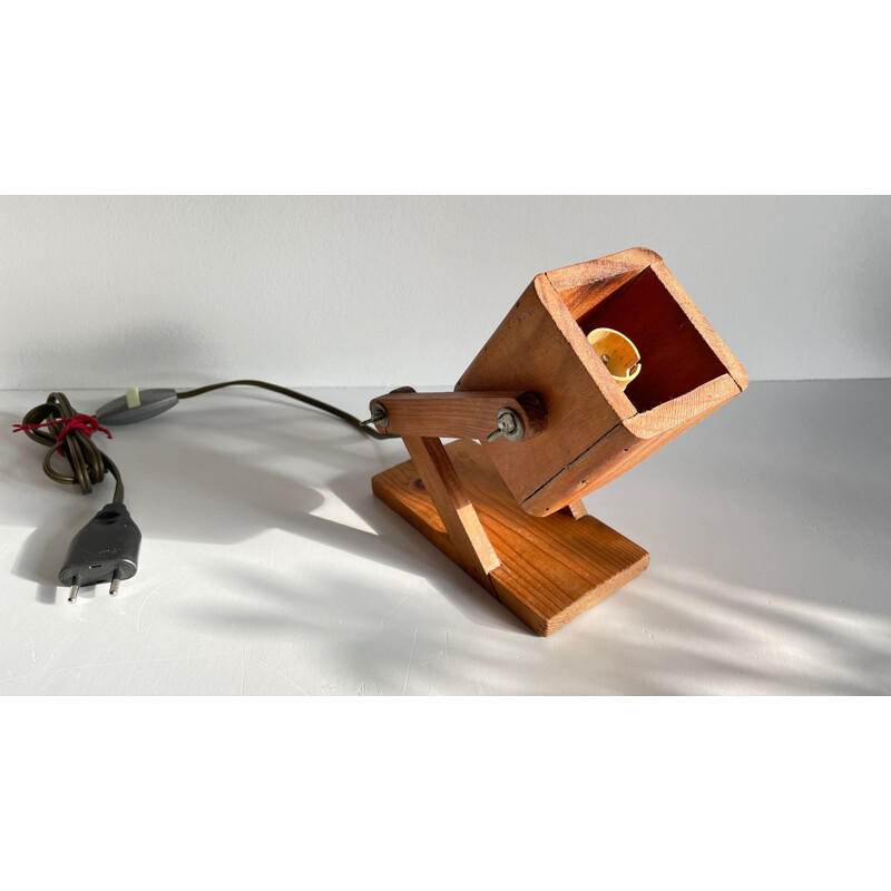 Vintage wooden lamp, articulated and extensible, 1980