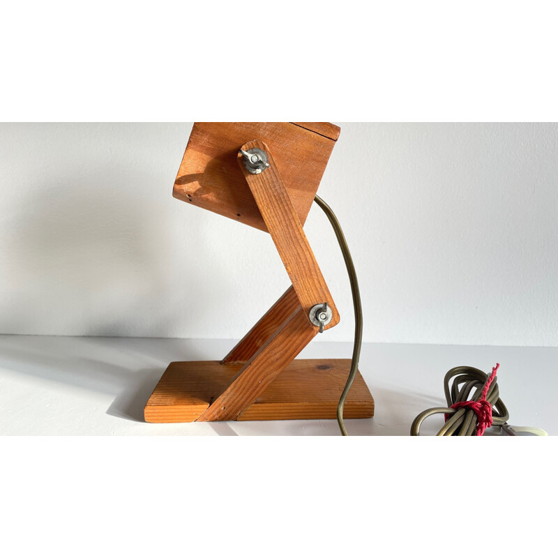 Vintage wooden lamp, articulated and extensible, 1980