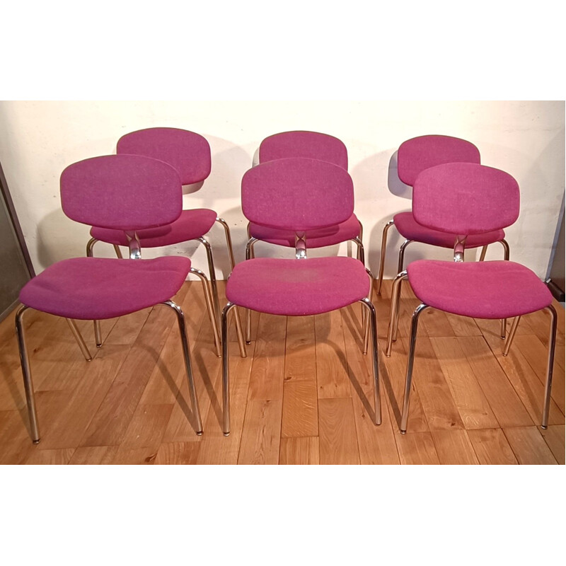 Vintage Strafor chair in purple fabric by Pierre Paulin