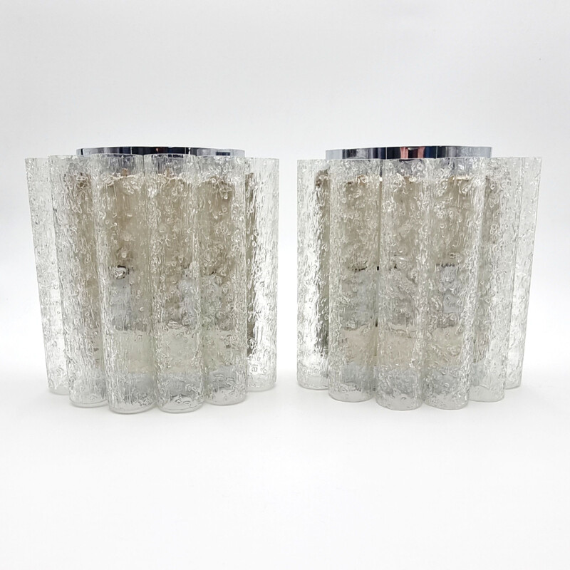 Pair of vintage glass sconces by Doria Leuchten, Germany 1960