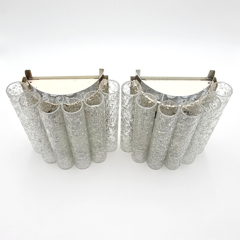 Pair of vintage glass sconces by Doria Leuchten, Germany 1960