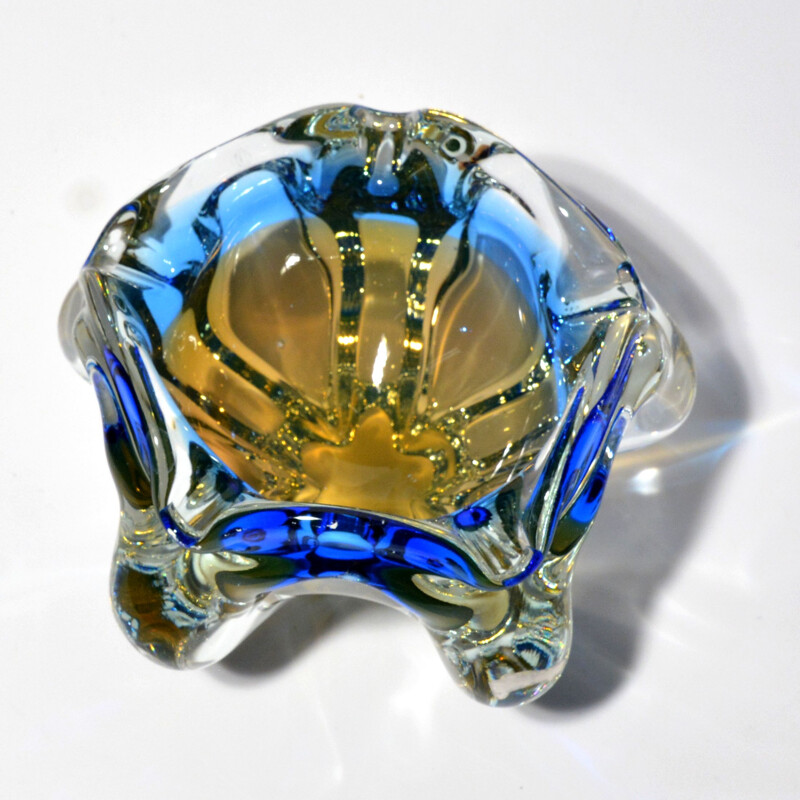 Glass and crystal bowl or ashtray by J. Hospodka, Chribska Sklarna, Czechoslovakia 1960