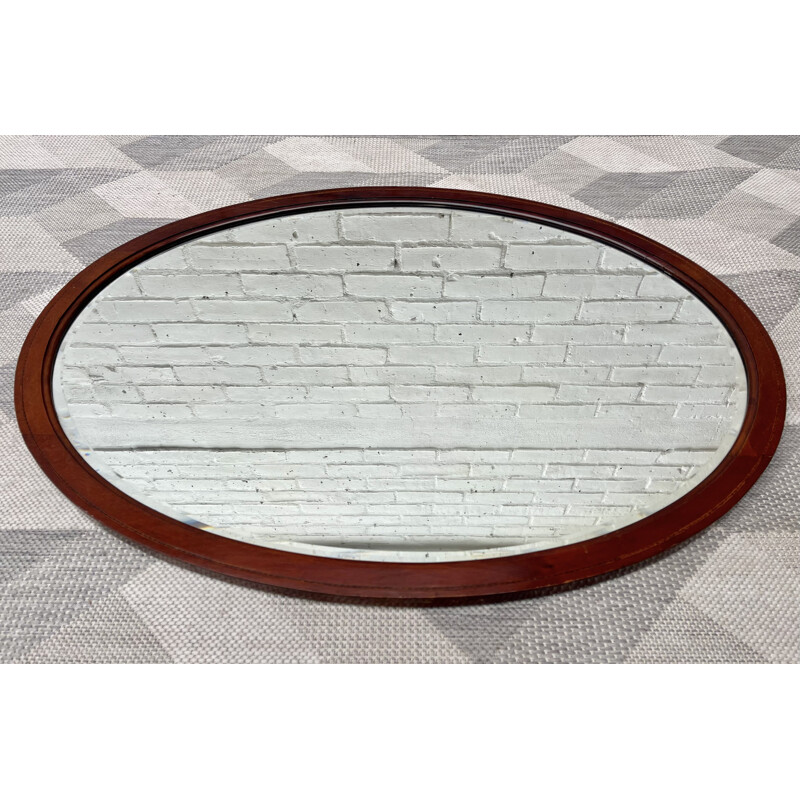 Vintage oval mirror with mahogany frame