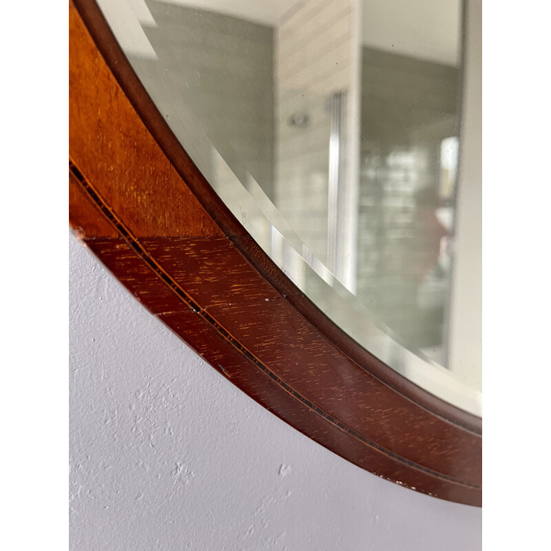 Vintage oval mirror with mahogany frame