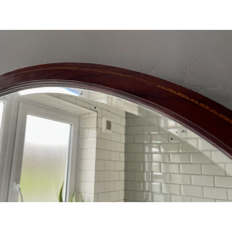 Vintage oval mirror with mahogany frame