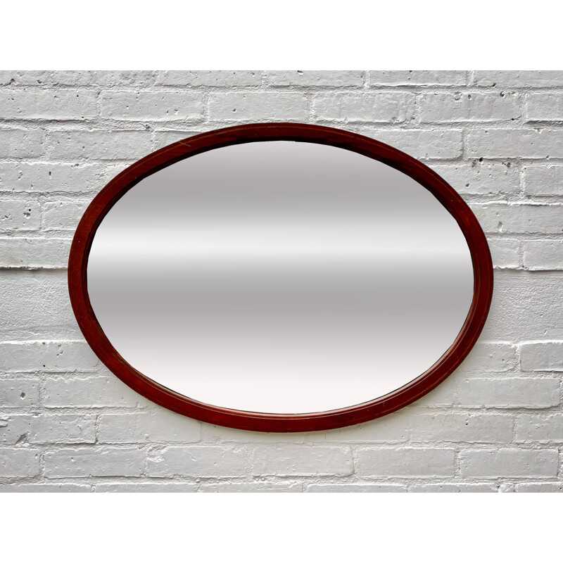 Vintage oval mirror with mahogany frame