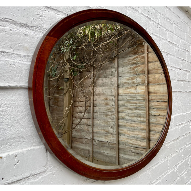 Miroir ovale vintage avec cadre en acajou