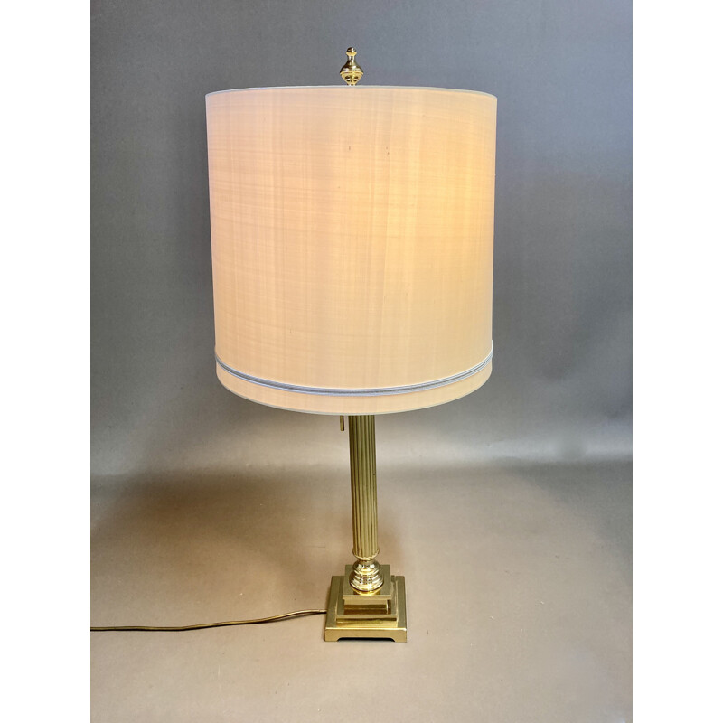 Vintage metal and silk lamp, 1950