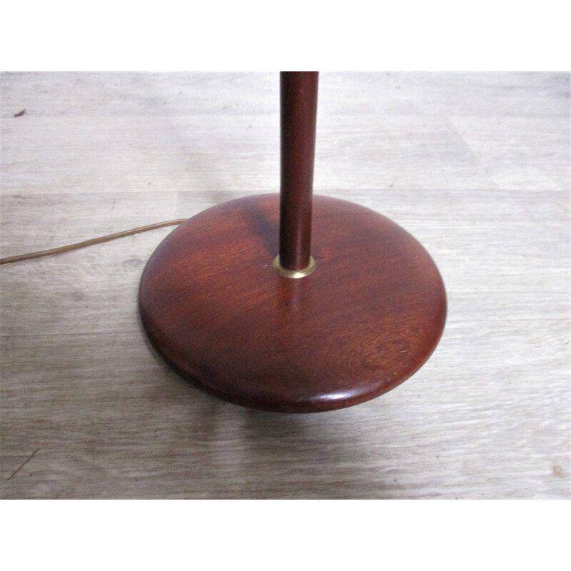 Vintage mahogany and fabric floor lamp, Sweden 1970s
