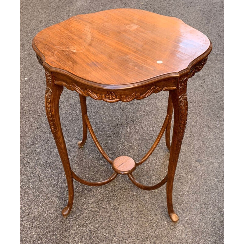 Vintage Art Nouveau carved wood coffee table, 1900s