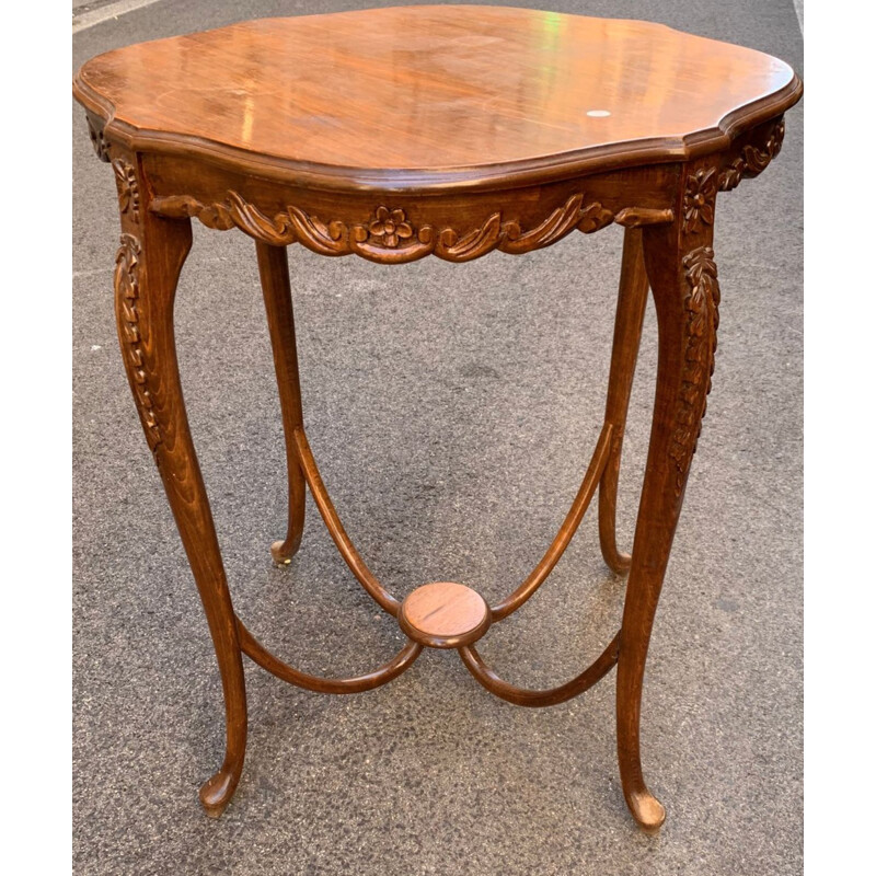 Vintage Art Nouveau carved wood coffee table, 1900s