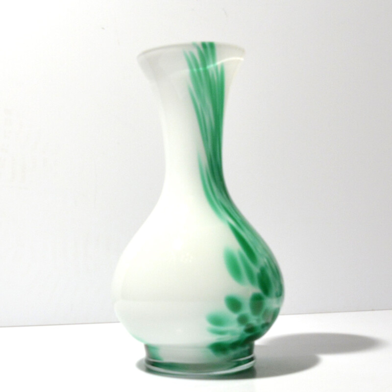 Vintage glazen vaas van Carlo Moretti voor Empoli Opaline Florence, Italië 1970