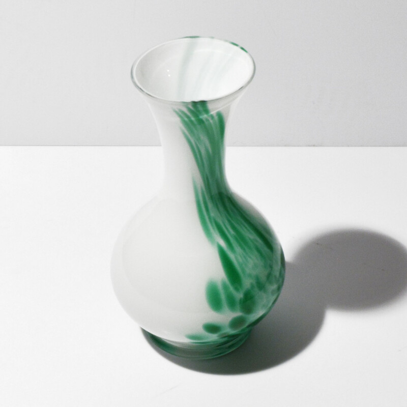 Vase vintage en verre par Carlo Moretti pour Empoli Opaline Florence, Italie 1970
