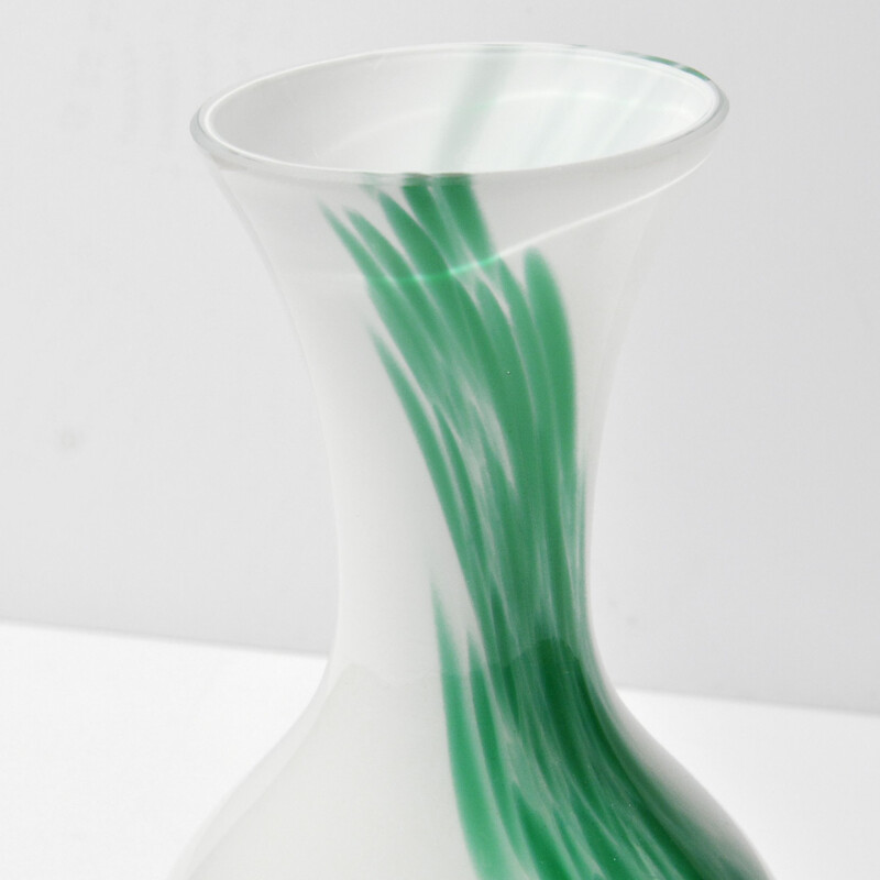 Vase vintage en verre par Carlo Moretti pour Empoli Opaline Florence, Italie 1970