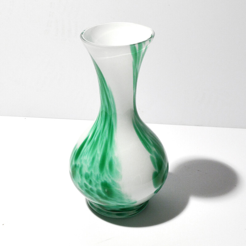 Vase vintage en verre par Carlo Moretti pour Empoli Opaline Florence, Italie 1970