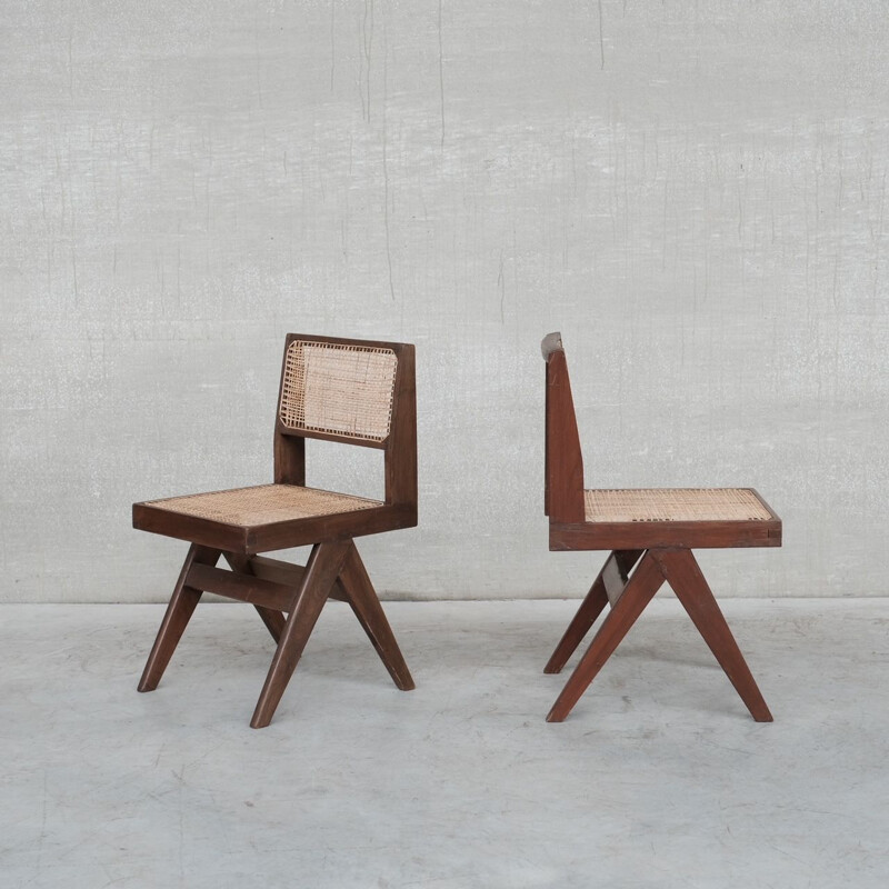 Pareja de sillones Chandigarh vintage de Pierre Jeanneret, India 1960