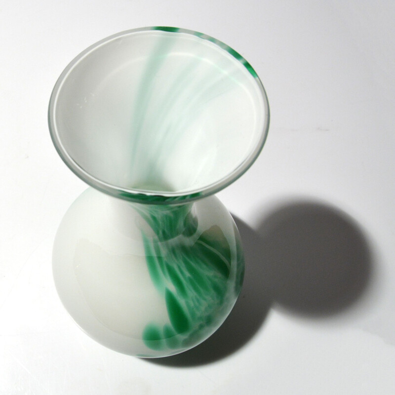 Vase vintage en verre par Carlo Moretti pour Empoli Opaline Florence, Italie 1970