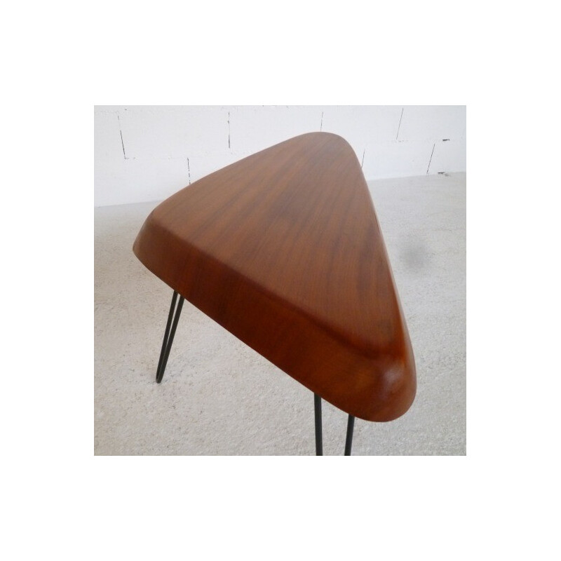 Triangular solid mahogany coffee table - 1950s