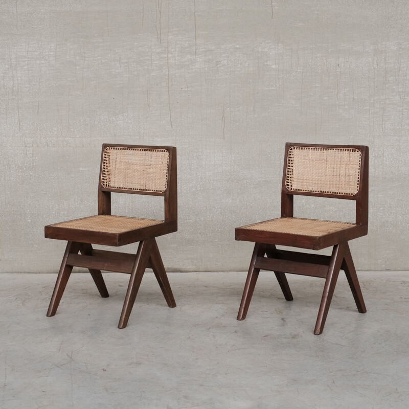 Coppia di poltrone vintage Chandigarh di Pierre Jeanneret, India 1960