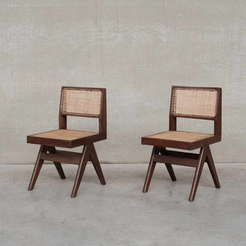 Paar vintage Chandigarh fauteuils van Pierre Jeanneret, India 1960