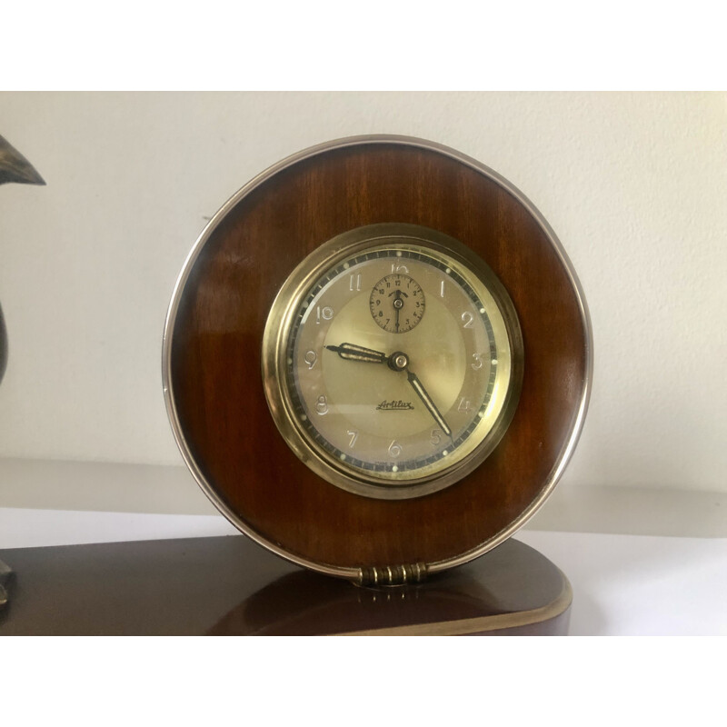 Horloge vintage en bois, Allemagne 1960