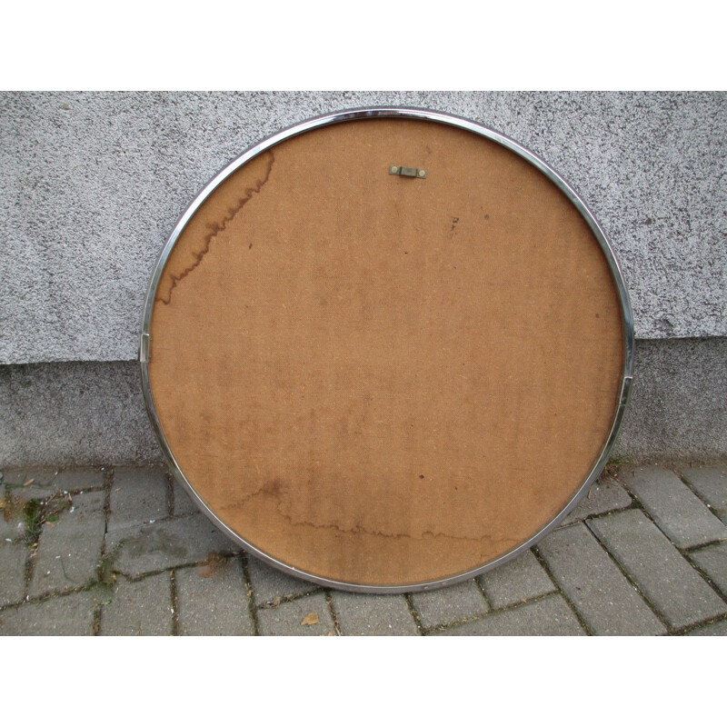 Round vintage mirror in nickel, Italy 1960s