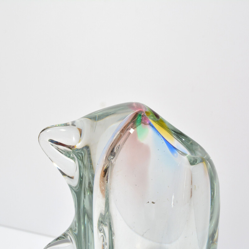 Vintage organic glass vase by M. Stahlikova for Novy Bor Sklarna, Czechoslovakia 1960s